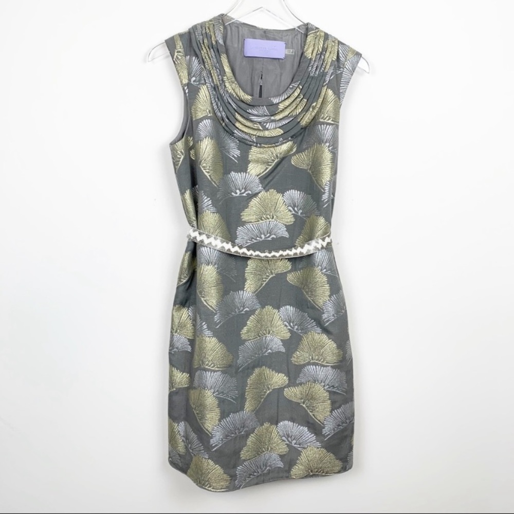 Vera Wang Lavender Label | Metallic Belted Dress